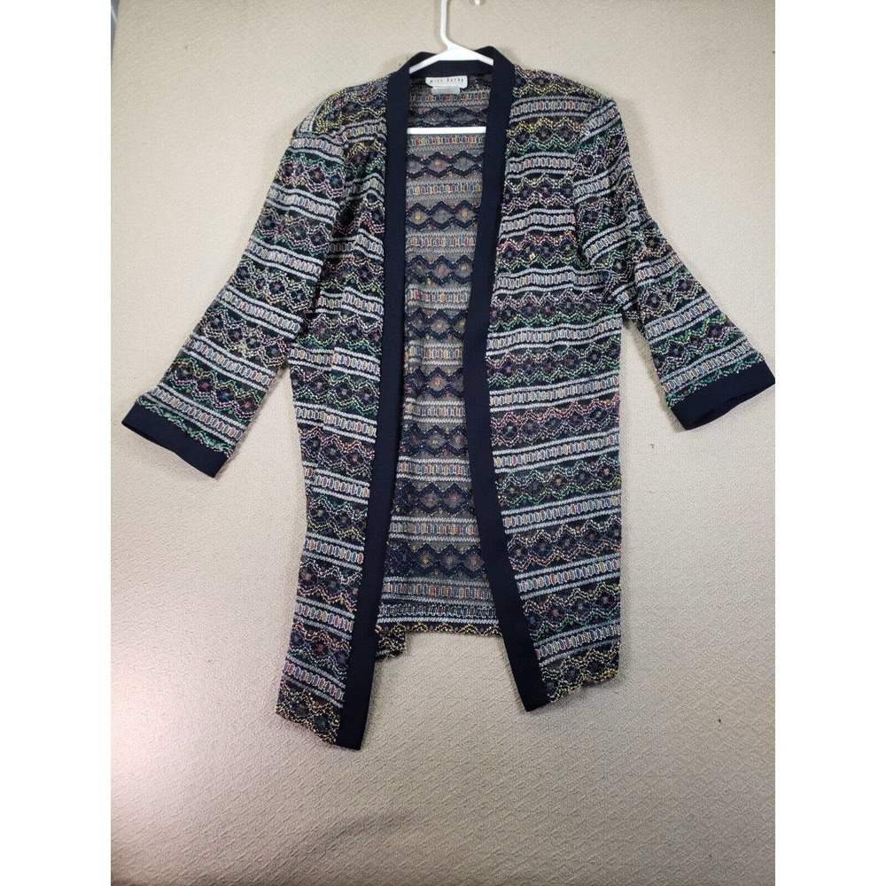 Miss Dorby Sweater Womens 12 Multicolor Knit Long Sleeve Open Front Cardigan